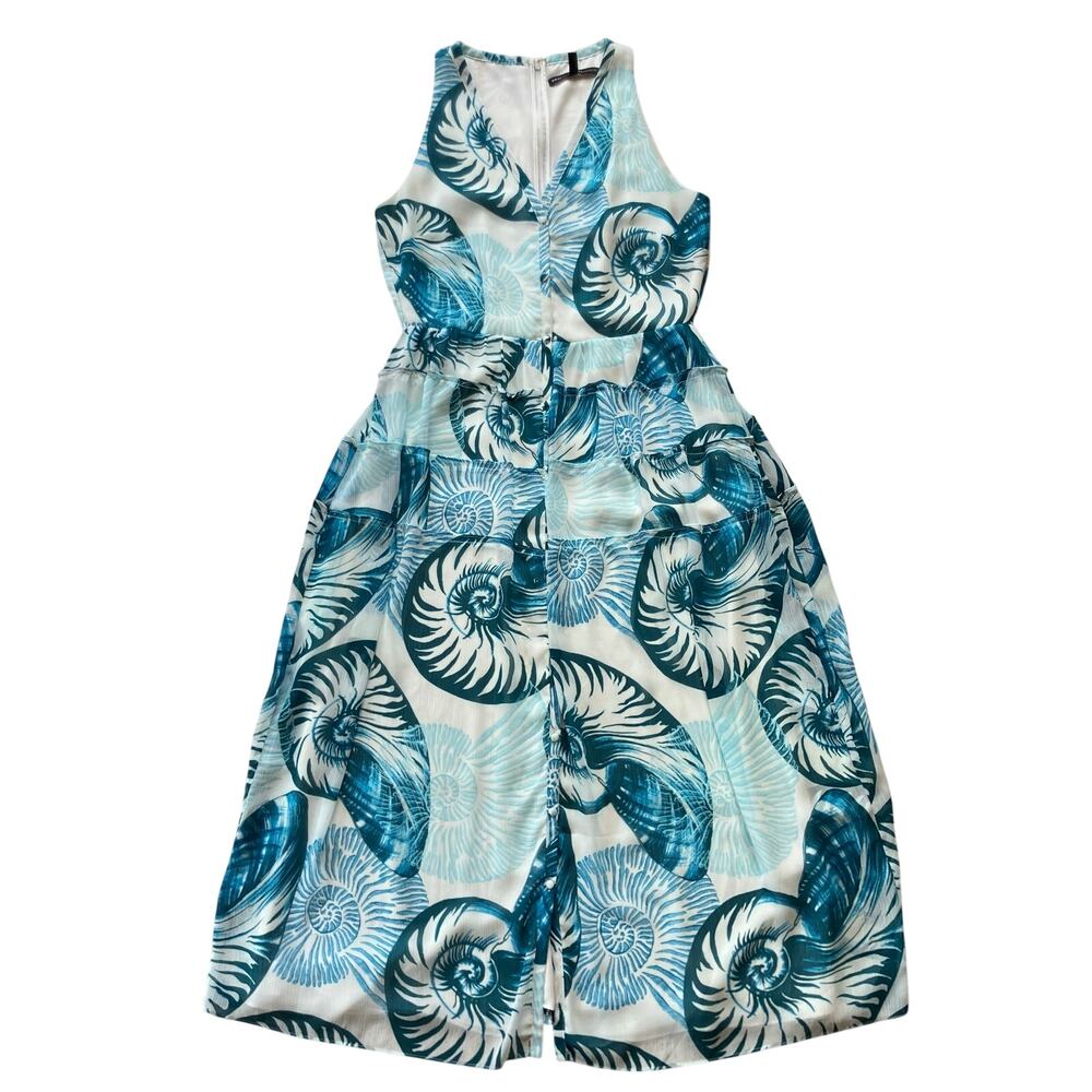 WHBM Tiered Hem Floral Maxi Dress Size 8 V-Neck Beach Vacation Whimsical Coastal